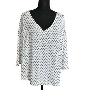 Lane Bryant White Black Paisley Print Blouse Size 18 NWT
